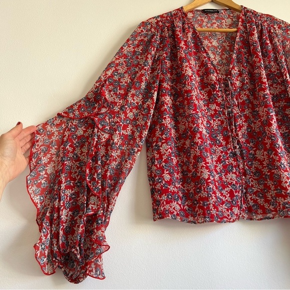 Nicholas Blossom Ruffle Blouse in Red - Picture 9 of 16